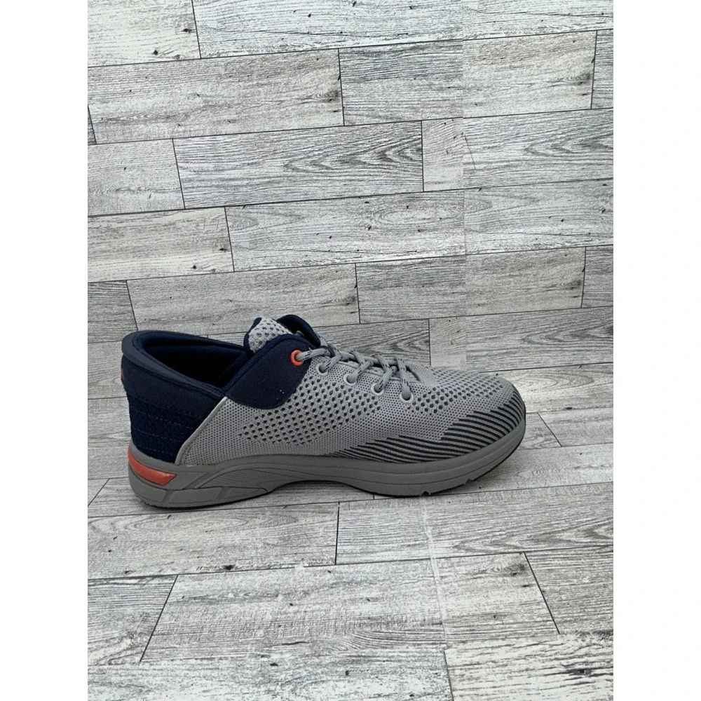 ZEBA Men's Athletic Shoes Gray Navy Orange Lace Up‎ Knit Sneakers Size 8.5